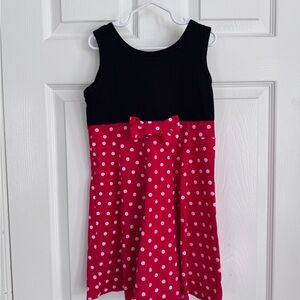 Girls Minnie Mouse-inspired Black & Red Polka Dot Bow Dress